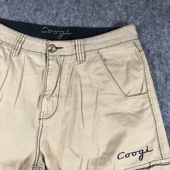 COOGI Cargo Shorts Mens 38 Beige Embroidered Drawstring Hip Hop Streetwear Y2K - Picture 4 of 16